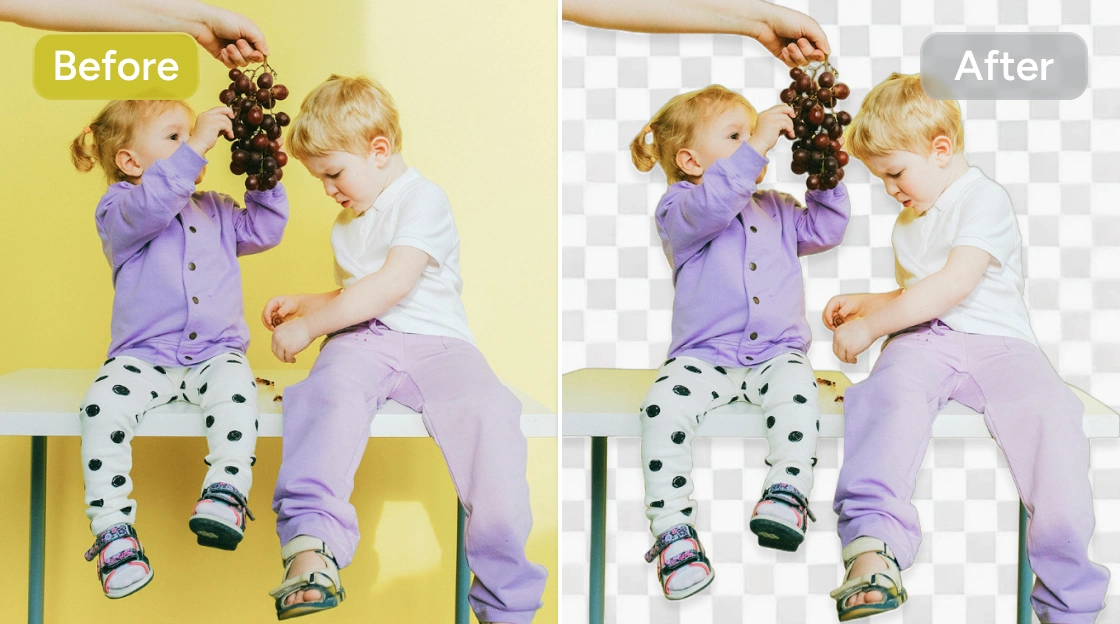 AI Ease의 무료 누끼따주는 톨로 배경 제거릐 전후 효과